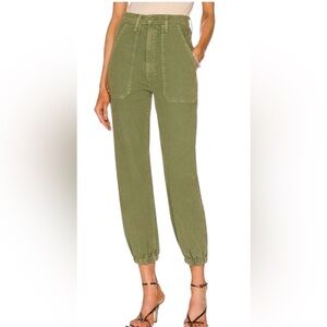 MOTHER The Wrapper Patch Springy Ankle Jeans - Color: Chalk Avocado - Size: 30